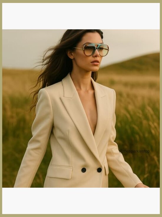 Oversized Pilot Sunglasses Trendy Large Double Beam Fashion Vintage Shades main image 4